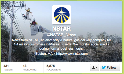 Nstar Twitter page snapshot
